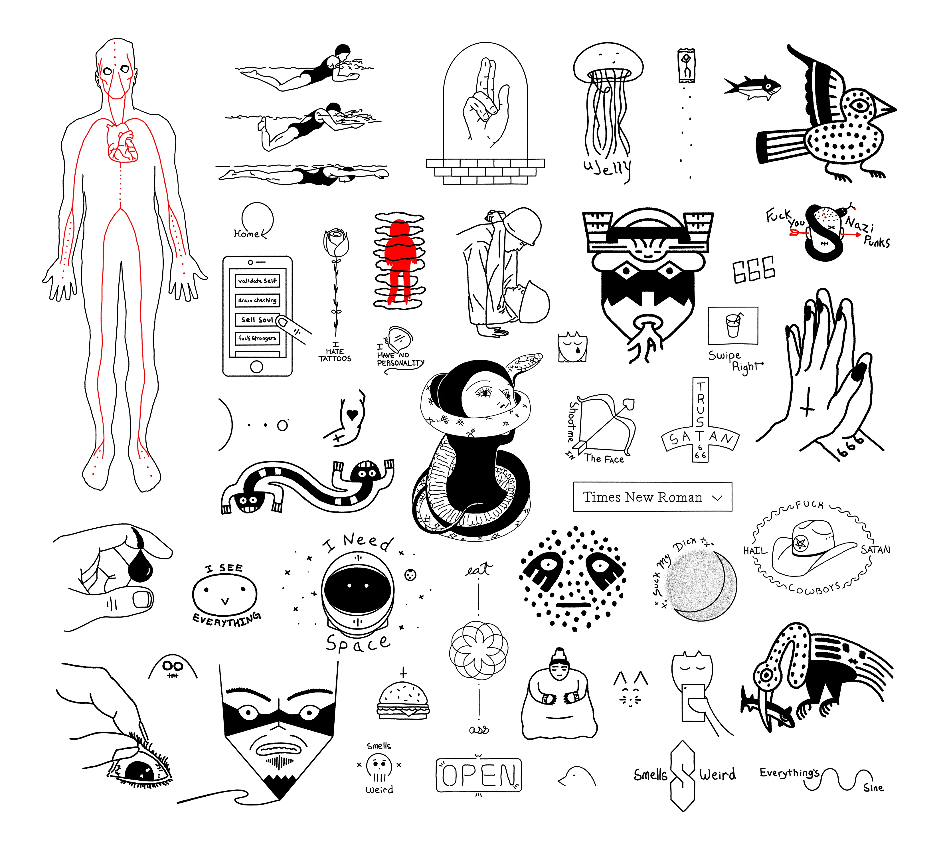 Stick and poke tattoos visual example